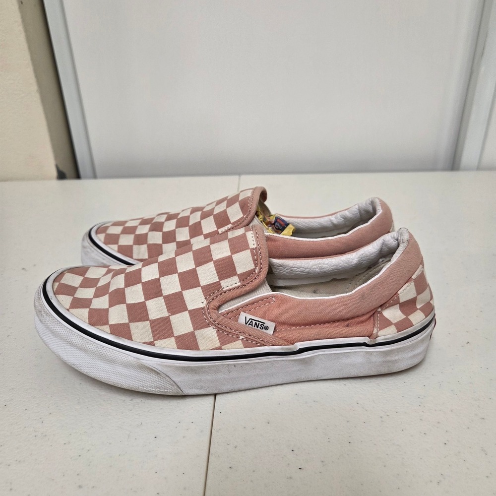 Vans Classic Slip-On Checkerboard Rose Dawn Pink Sneakers Mens 5.5 Womens 7